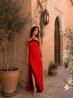 Miss | Jurk Dames Maxi Neckholder Slit - Stretch - Miss Madera MIS-TTTDHP