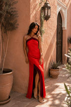 Miss | Jurk Dames Maxi Neckholder Slit - Stretch - Miss Madera MIS-TTTDHP