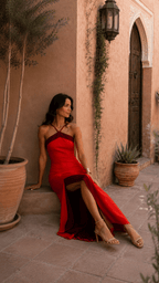 Miss | Jurk Dames Maxi Neckholder Slit - Stretch - Miss Madera MIS-TTTDHP