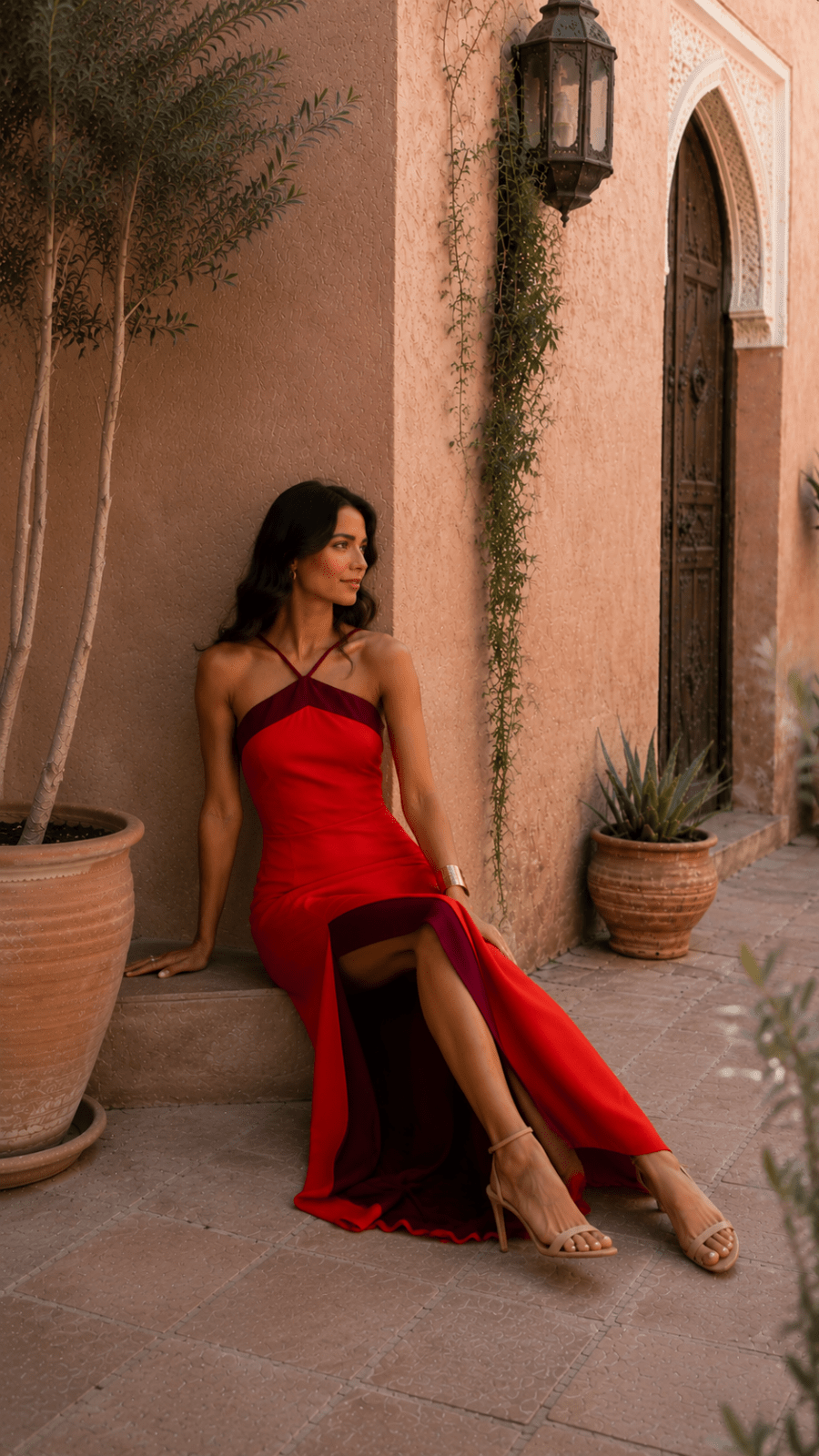 Miss | Jurk Dames Maxi Neckholder Slit - Stretch - Miss Madera MIS-TTTDHP