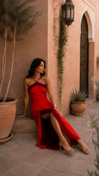 Miss | Jurk Dames Maxi Neckholder Slit - Stretch - Miss Madera MIS-TTTDHP