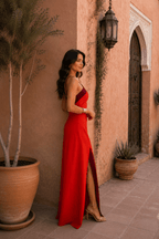 Miss | Jurk Dames Maxi Neckholder Slit - Stretch - Miss Madera MIS-TTTDHP