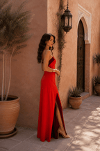 Miss | Jurk Dames Maxi Neckholder Slit - Stretch - Miss Madera MIS-TTTDHP