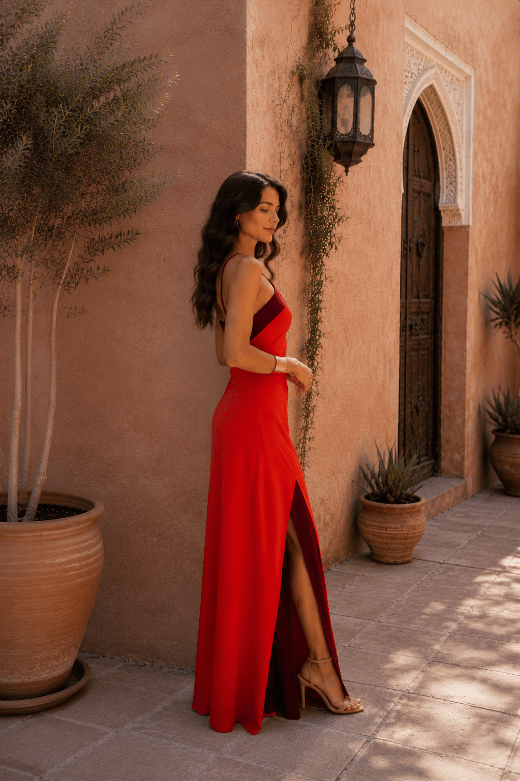 Miss | Jurk Dames Maxi Neckholder Slit - Stretch - Miss Madera MIS-TTTDHP