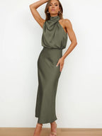 Miss | Jurk Dames Maxi Off - Shoulder - Polyester - Miss Madera