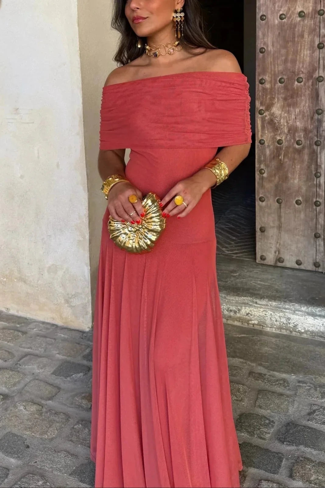 Miss | Jurk Dames Maxi One-Shoulder - Polyester - Miss Madera MIS-2E089C