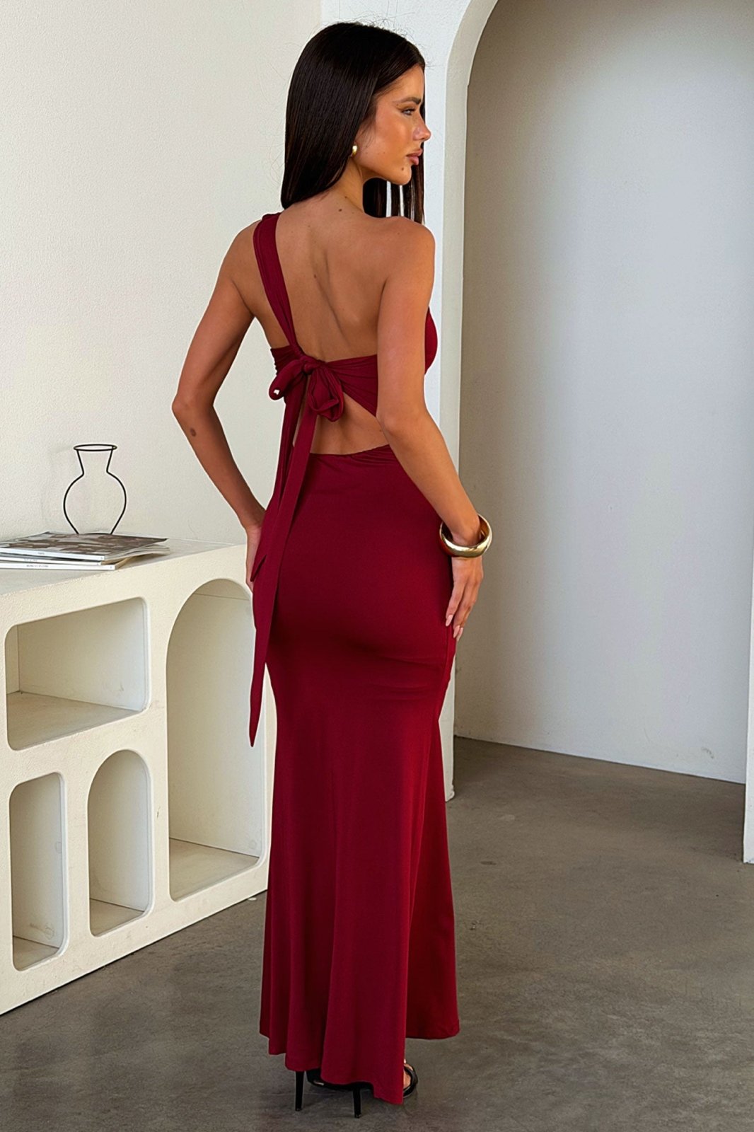 Miss | Jurk Dames Maxi One - Shoulder - Polyester - Miss Madera