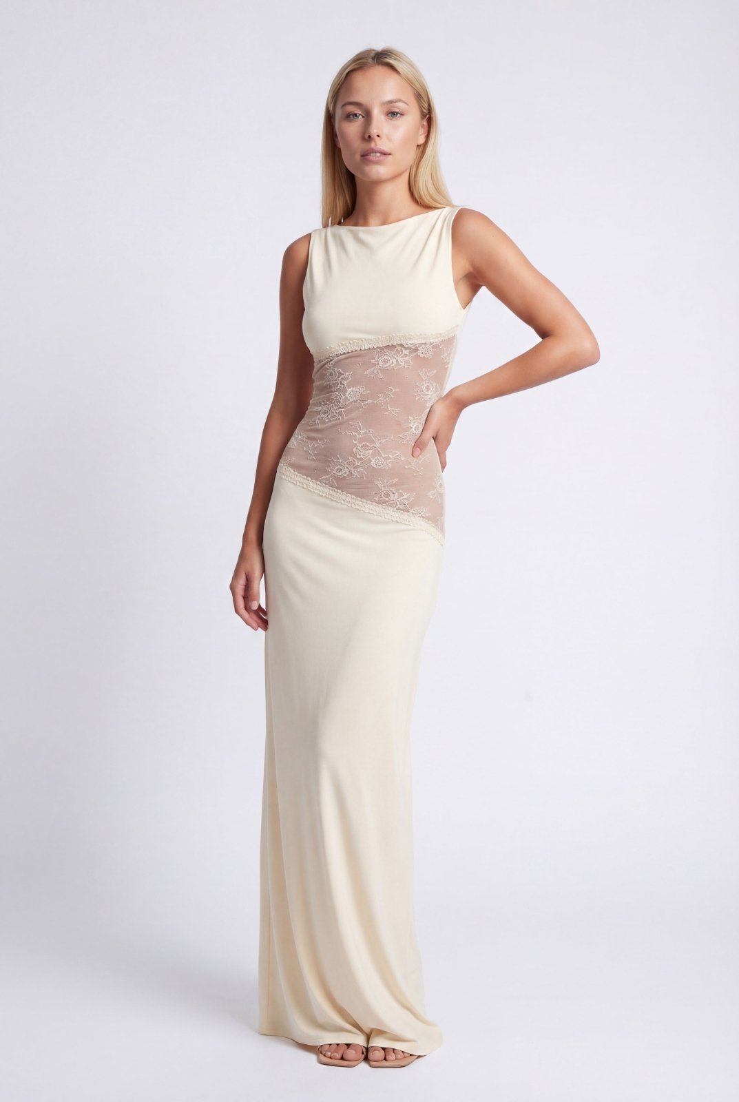Miss | Jurk Dames Maxi Open Rug - Jersey - Miss Madera MIS-M3CHPK