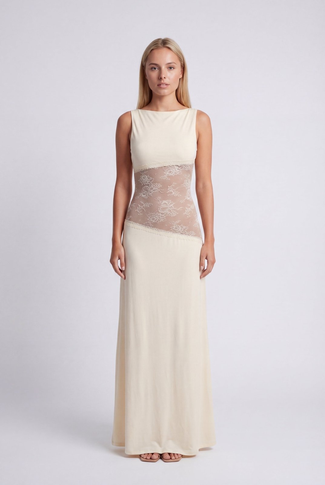 Miss | Jurk Dames Maxi Open Rug - Jersey - Miss Madera MIS-M3CHPK
