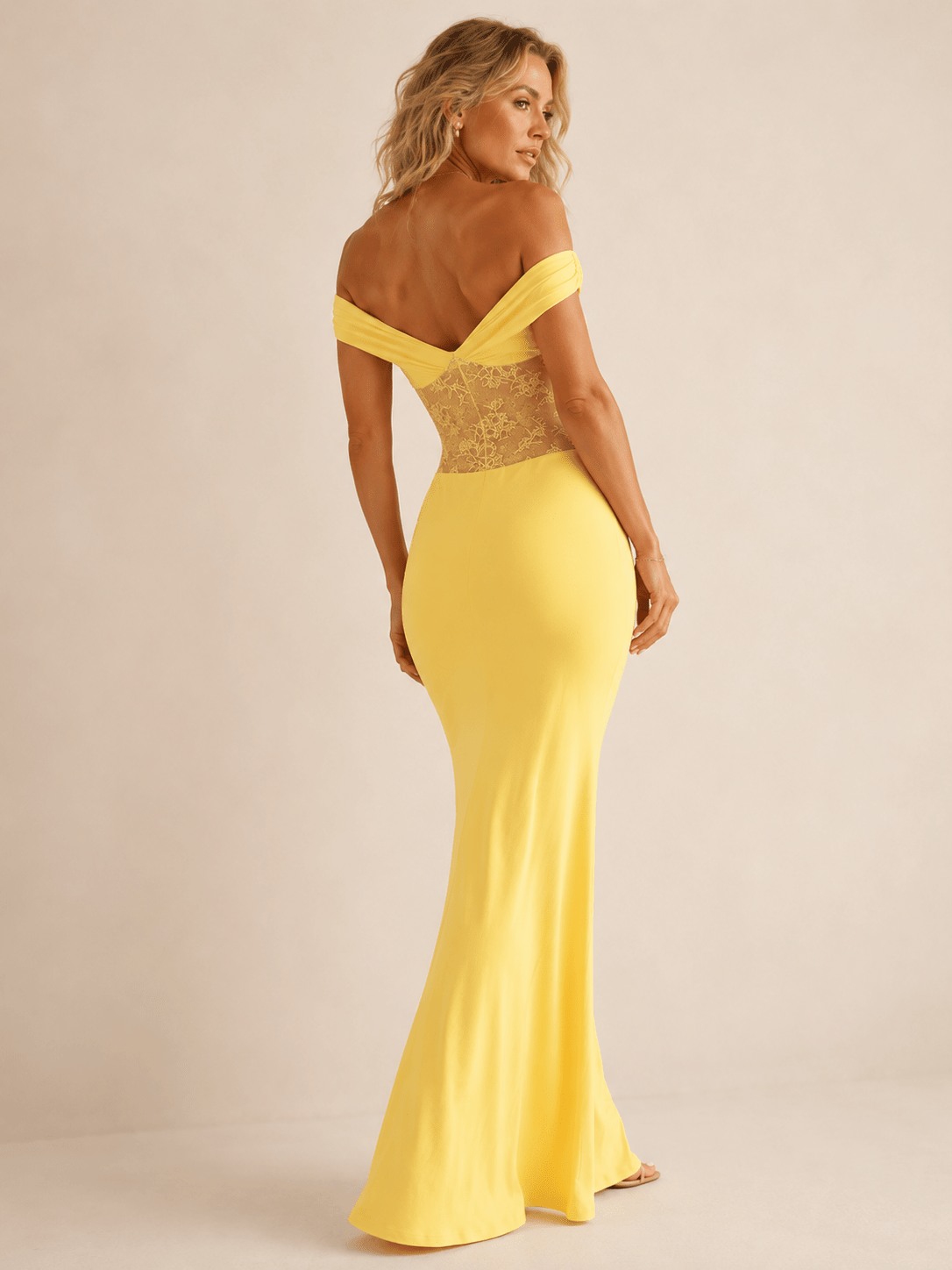 Miss | Jurk Dames Maxi Open Schouders - Satijn - Miss Madera MIS-F7C5EB