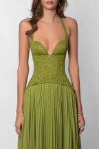 Miss | Jurk Dames Maxi Plissé Corset - Polyester - Miss Madera MIS-CC52AE