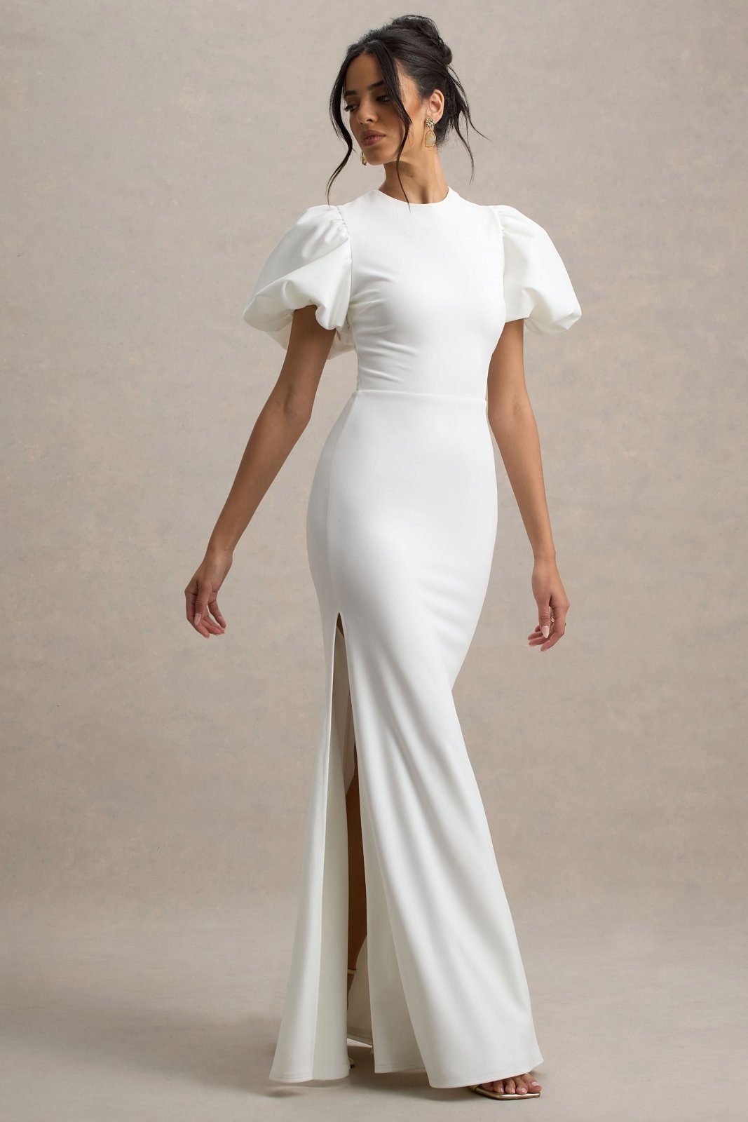 Miss | Jurk Dames Maxi Pofmouw Gelegenheid - Scuba Crêpe - Miss Madera MIS-2YMARG