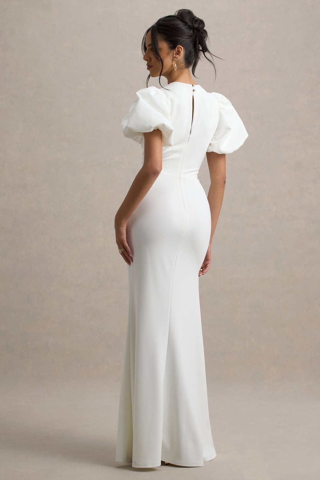 Miss | Jurk Dames Maxi Pofmouw Gelegenheid - Scuba Crêpe - Miss Madera MIS-991TEY