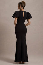 Miss | Jurk Dames Maxi Pofmouwen Gelegenheid - Scuba Crêpe - Miss Madera MIS-1BUAN4