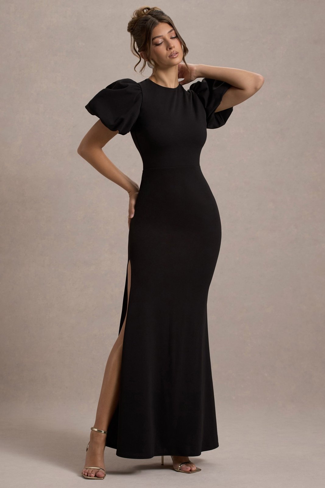 Miss | Jurk Dames Maxi Pofmouwen Gelegenheid - Scuba Crêpe - Miss Madera MIS-09URWL