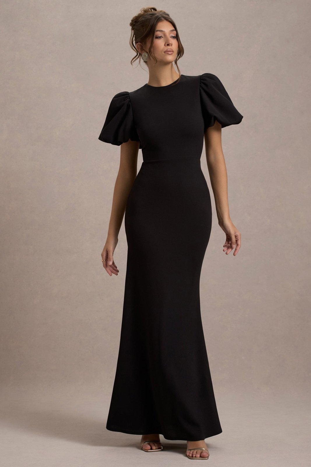 Miss | Jurk Dames Maxi Pofmouwen Gelegenheid - Scuba Crêpe - Miss Madera MIS-1BUAN4
