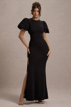Miss | Jurk Dames Maxi Pofmouwen Gelegenheid - Scuba Crêpe - Miss Madera MIS-1BUAN4