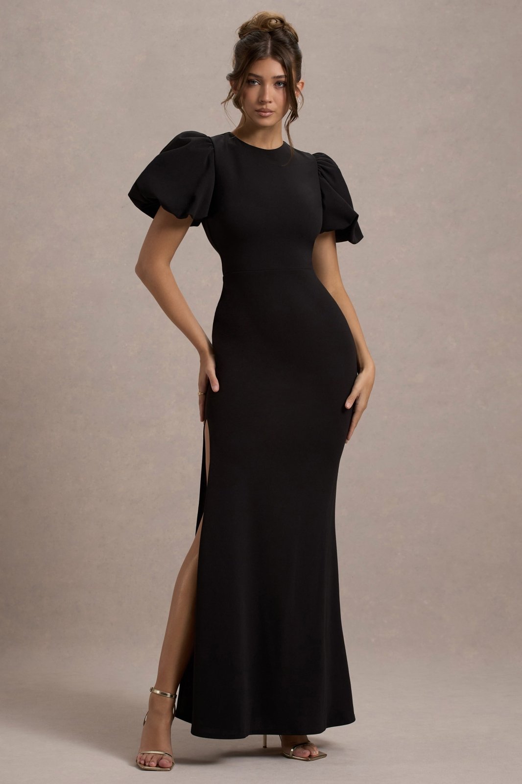 Miss | Jurk Dames Maxi Pofmouwen Gelegenheid - Scuba Crêpe - Miss Madera MIS-1BUAN4