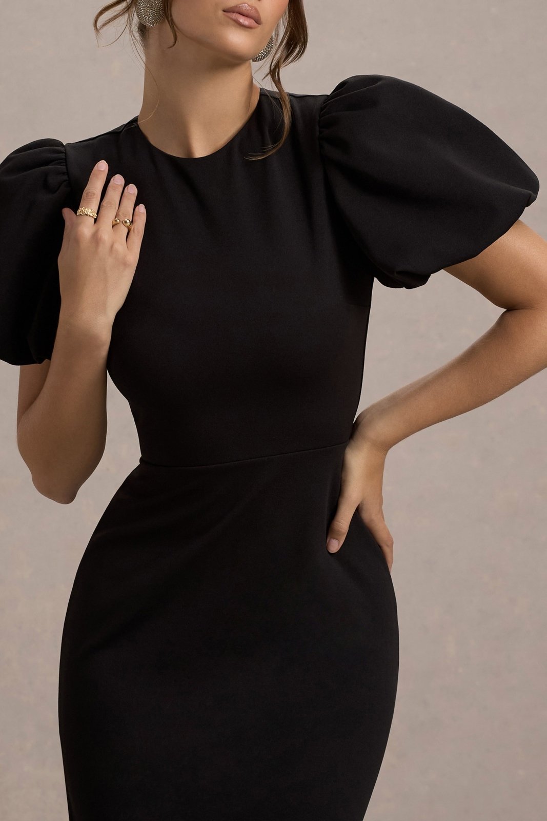 Miss | Jurk Dames Maxi Pofmouwen Gelegenheid - Scuba Crêpe - Miss Madera MIS-09URWL