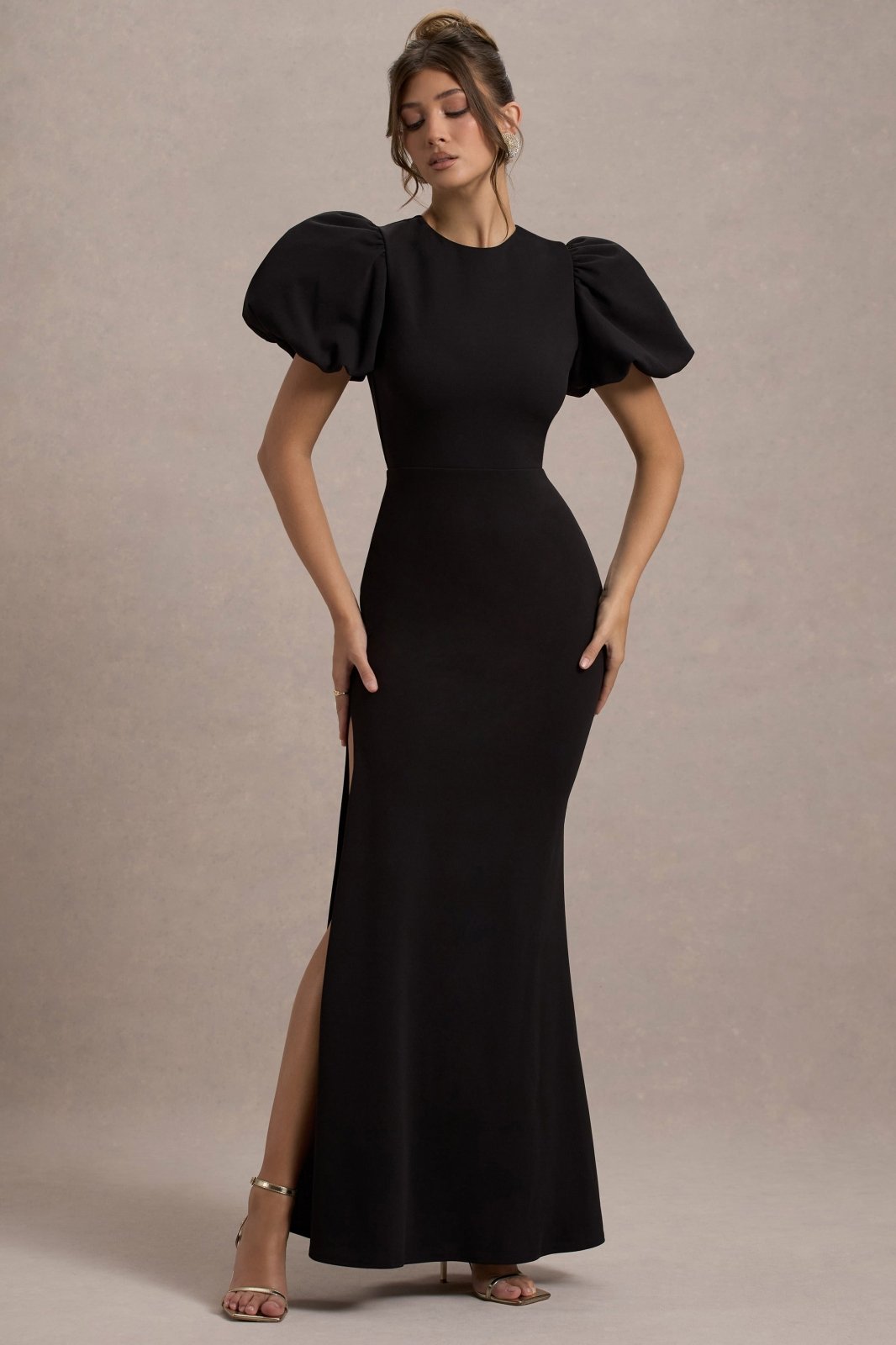 Miss | Jurk Dames Maxi Pofmouwen Gelegenheid - Scuba Crêpe - Miss Madera MIS-09URWL