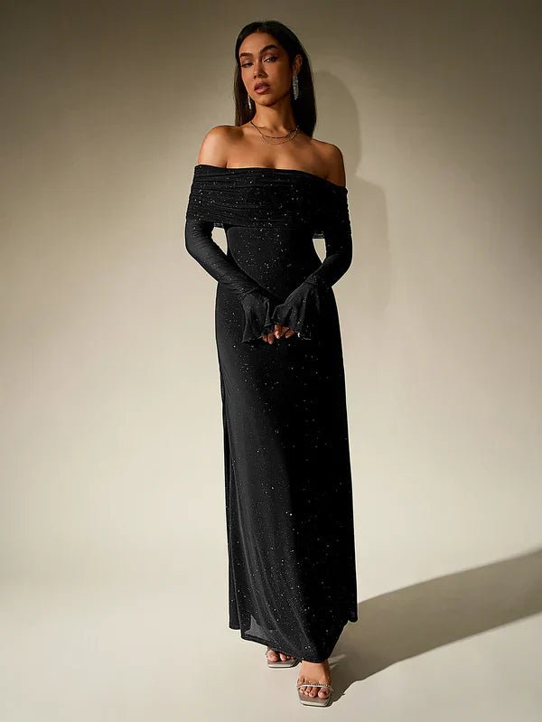 Miss | Jurk Dames Maxi Schouderloos - Glitter - Miss Madera MIS-08540A