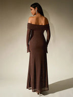 Miss | Jurk Dames Maxi Schouderloos - Glitter - Miss Madera MIS-08540A