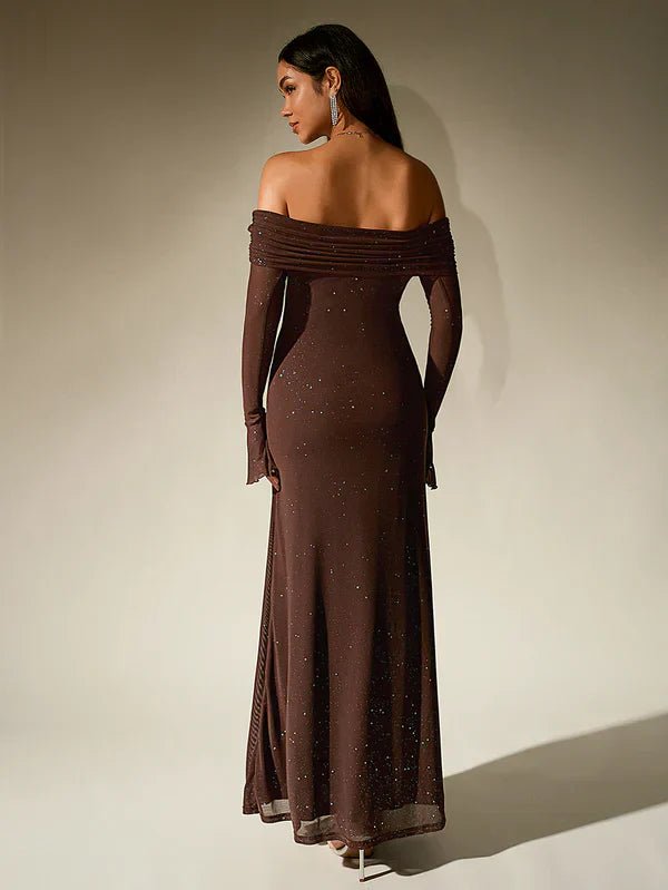 Miss | Jurk Dames Maxi Schouderloos - Glitter - Miss Madera MIS-08540A