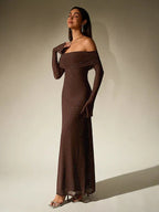 Miss | Jurk Dames Maxi Schouderloos - Glitter - Miss Madera MIS-08540A