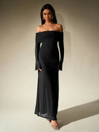Miss | Jurk Dames Maxi Schouderloos - Glitter - Miss Madera MIS-9437CF