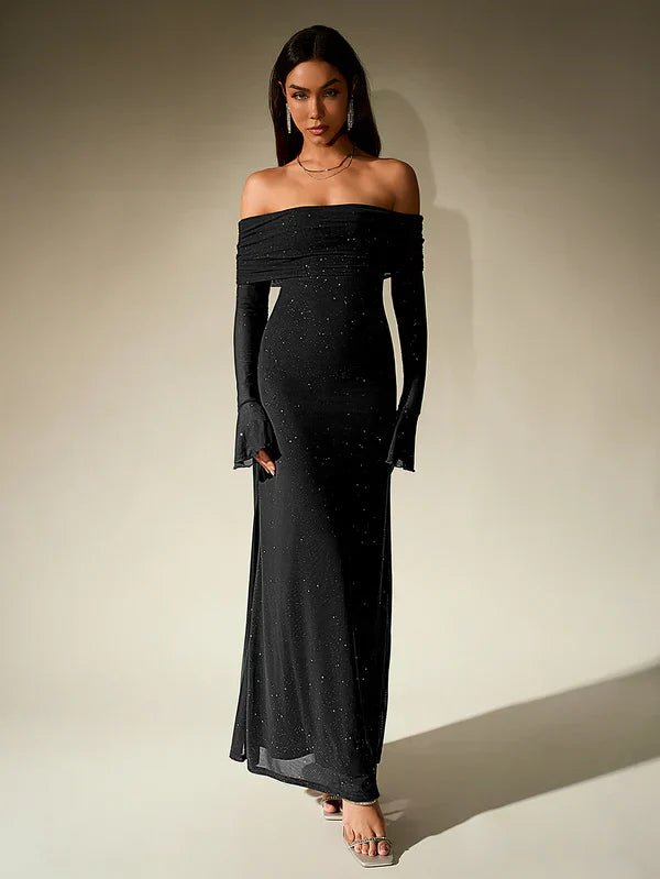 Miss | Jurk Dames Maxi Schouderloos - Glitter - Miss Madera MIS-9437CF