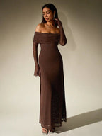 Miss | Jurk Dames Maxi Schouderloos - Glitter - Miss Madera MIS-08540A