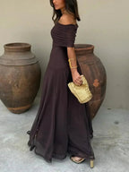 Miss | Jurk Dames Maxi Schoudervrij - Polyester - Miss Madera MIS-BEFC11