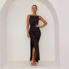 Miss | Jurk Dames Maxi Spaghettibandjes - Viscose - Miss Madera MIS-MG36H4