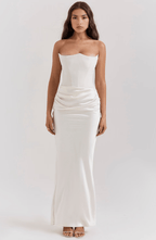 Miss | Jurk Dames Maxi Strapless Korsett - Satijn - Miss Madera MIS-AO81F0