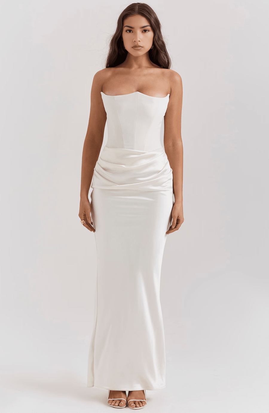 Miss | Jurk Dames Maxi Strapless Korsett - Satijn - Miss Madera MIS-AO81F0
