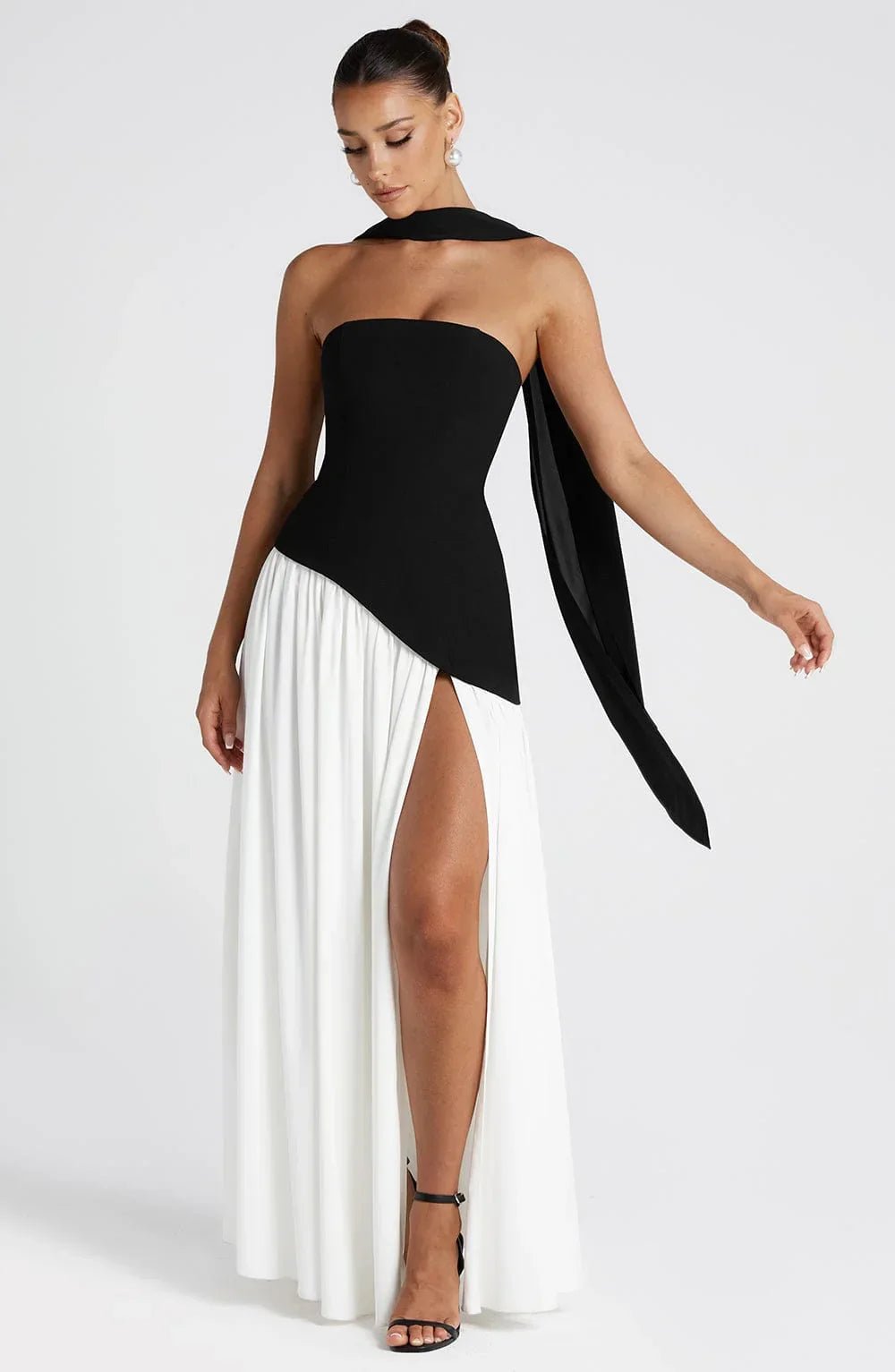 Miss | Jurk Dames Maxi Strapless - Viscose Blend - Miss Madera