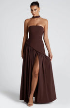 Miss | Jurk Dames Maxi Strapless - Viscose Blend - Miss Madera
