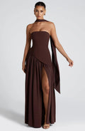 Miss | Jurk Dames Maxi Strapless - Viscose Blend - Miss Madera