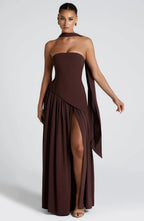 Miss | Jurk Dames Maxi Strapless - Viscose Blend - Miss Madera