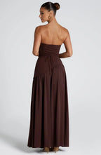 Miss | Jurk Dames Maxi Strapless - Viscose Blend - Miss Madera