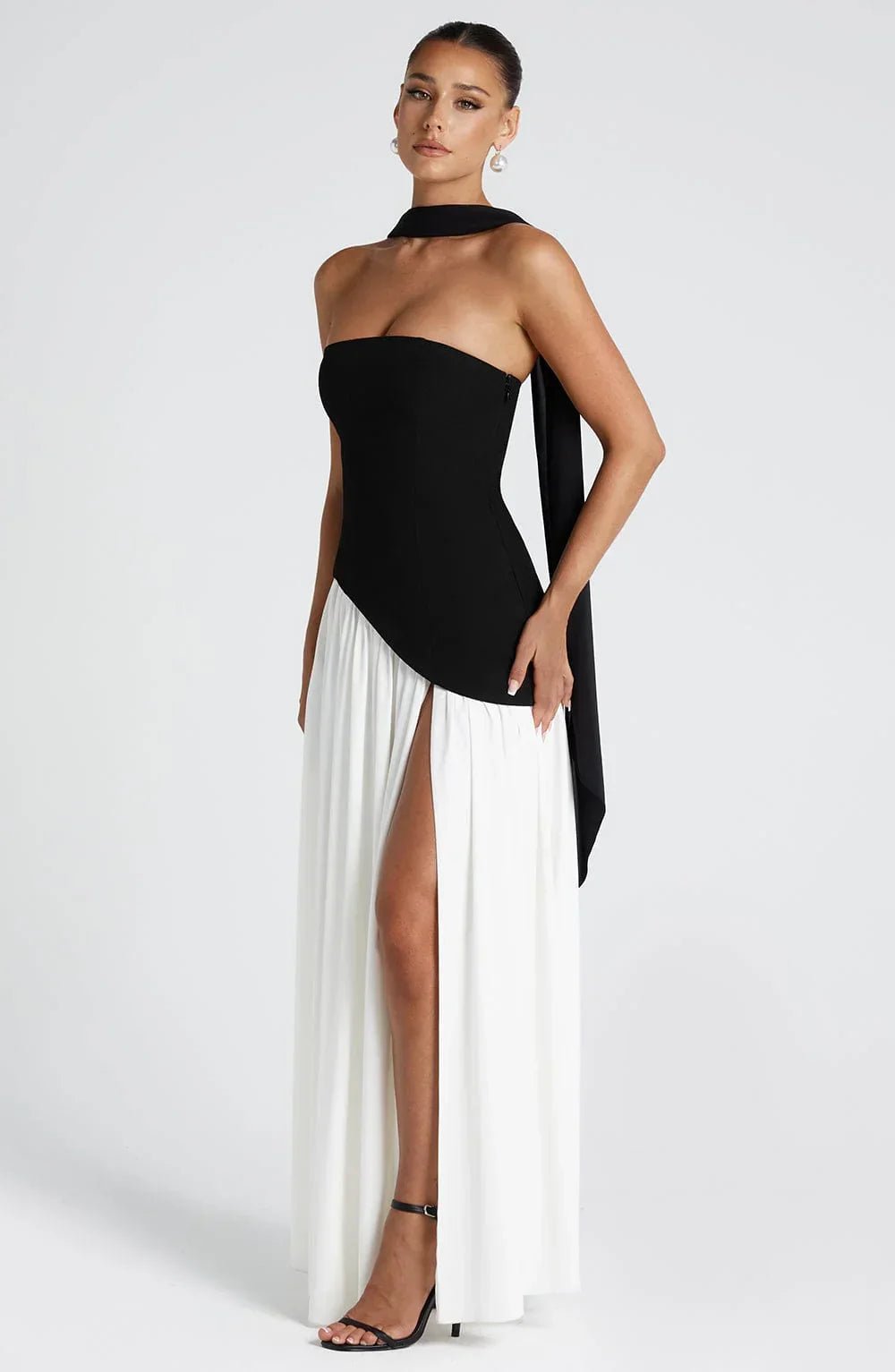 Miss | Jurk Dames Maxi Strapless - Viscose Blend - Miss Madera