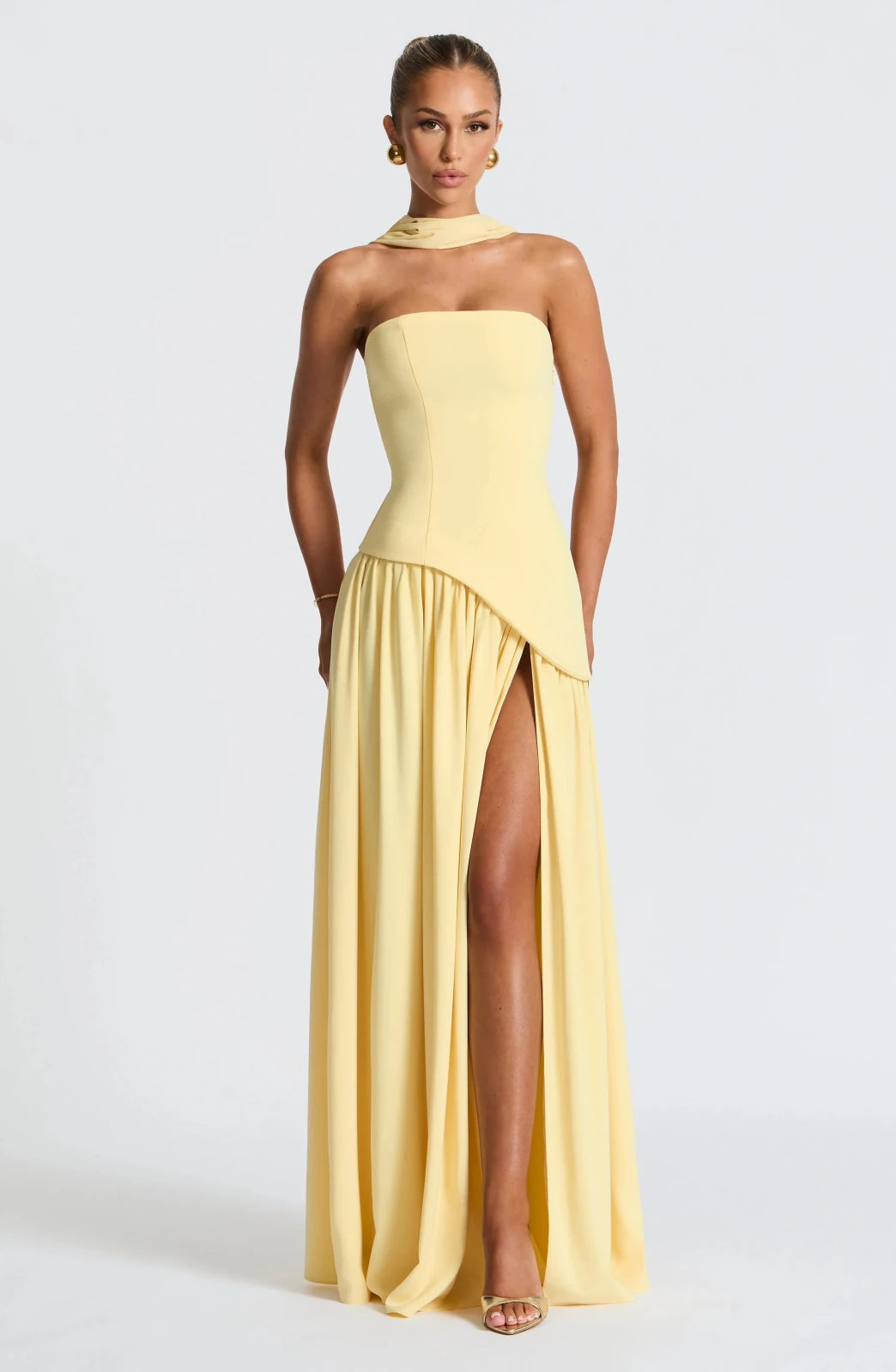 Miss | Jurk Dames Maxi Strapless - Viscose Blend - Miss Madera