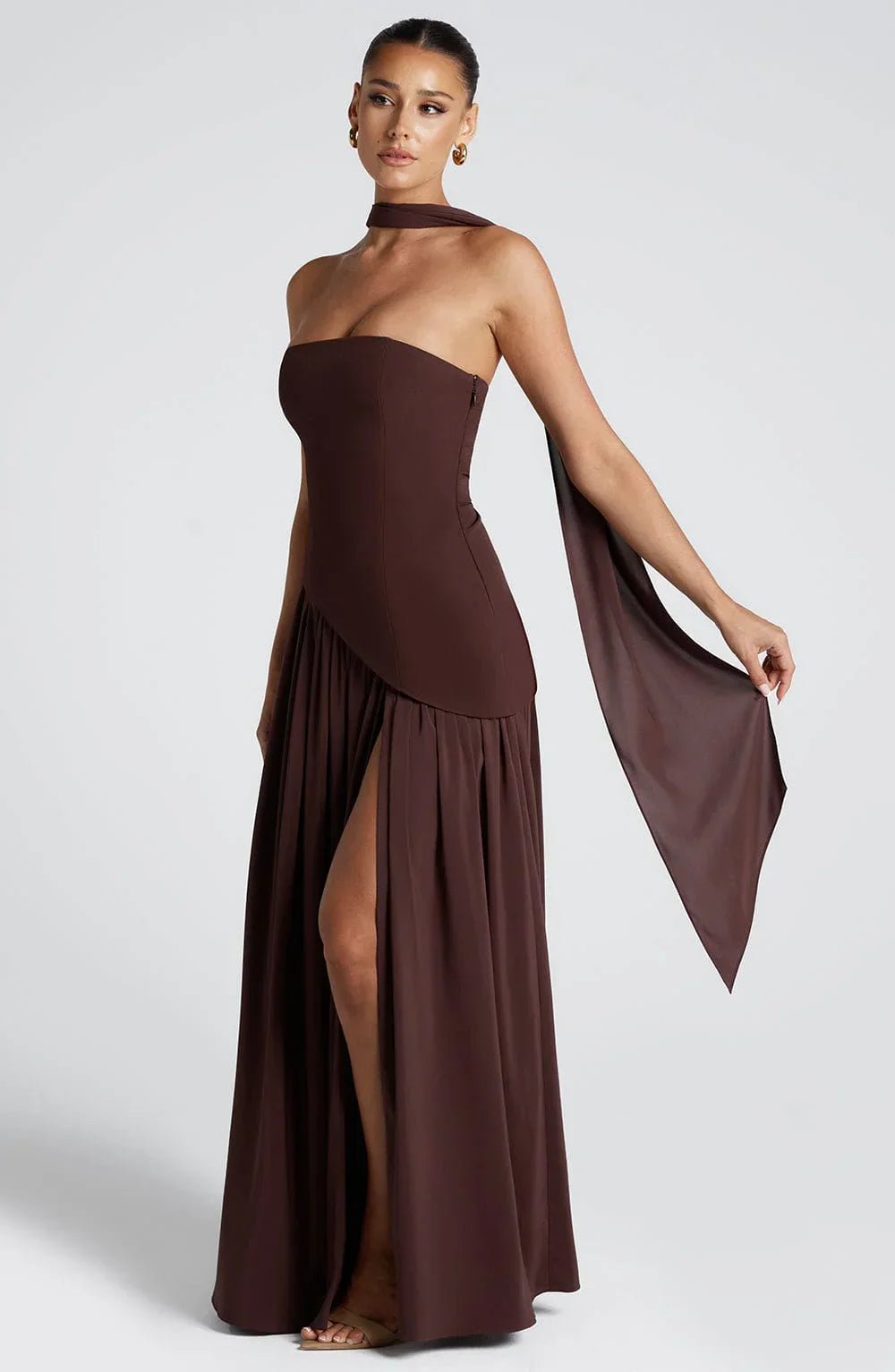Miss | Jurk Dames Maxi Strapless - Viscose Blend - Miss Madera