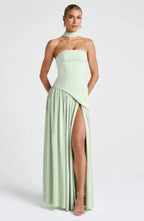 Miss | Jurk Dames Maxi Strapless - Viscose Blend - Miss Madera