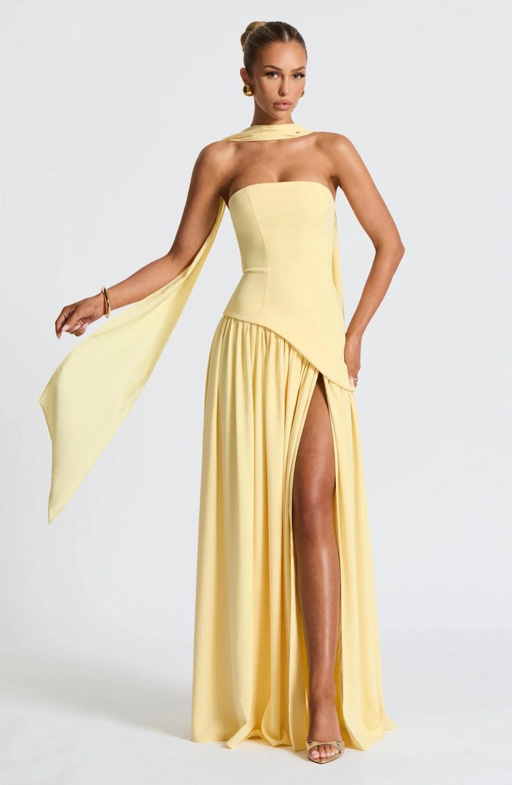Miss | Jurk Dames Maxi Strapless - Viscose Blend - Miss Madera