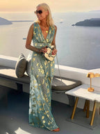 Miss | Jurk Dames Maxi V-hals Mouwloos - Glitter - Miss Madera MIS-9XM71P