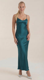 Miss | Jurk Dames Maxi V-hals Spaghettibandjes Avond - Satijn - Miss Madera MIS-1TG6M9