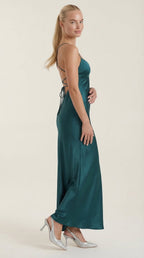 Miss | Jurk Dames Maxi V-hals Spaghettibandjes Avond - Satijn - Miss Madera MIS-1TG6M9