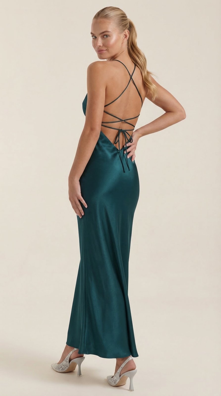 Miss | Jurk Dames Maxi V-hals Spaghettibandjes Avond - Satijn - Miss Madera MIS-1TG6M9