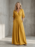 Miss | Jurk Dames Maxi Wikkel V-hals - Viscose - Miss Madera MIS-SKYNZA